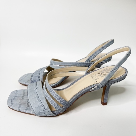 Vince Camuto Savesha Leather Strappy Heeled Sandals Pale Blue Size 7 - Picture 7 of 10